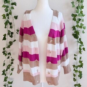 Lane Bryant Striped Cardigan | Cozy Knit | Oversized XS–XL Fit | Size 22/24
